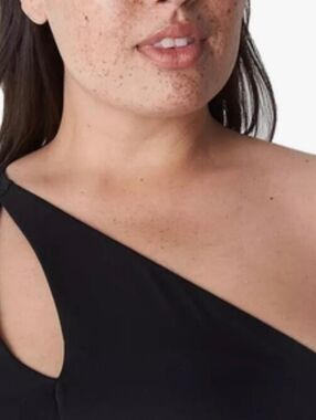 Lane Bryant "Cacique" Black One-Shoulder Tankini With Keyhole &  Ruching. Sz 24